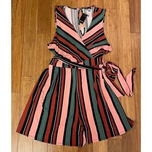 Torrid Multistripe Tie Front Pocketed Romper Women’s Size 4X 4 striped tie waist